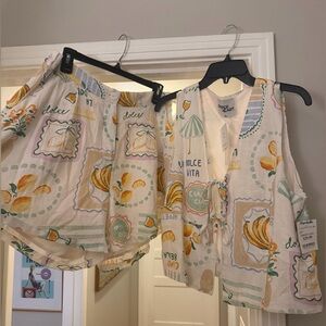 Patterned Jumpsuit with Fruit Motif